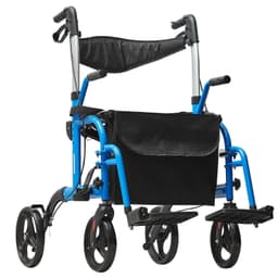 image-VEVOR 2 in 1 Rollator Walker & Transport Chair for Seniors, Folding Rolling Walker Wheelchair Combo & Footrests, Lightweight Aluminum Mobility Walker with Adjustable Handle, All Terrain Wheels, 300LBS