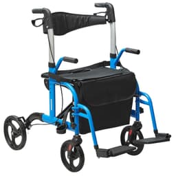 image-VEVOR 2 in 1 Rollator Walker & Transport Chair for Seniors, Folding Rolling Walker Wheelchair Combo & Footrests, Lightweight Aluminum Mobility Walker with Adjustable Handle, All Terrain Wheels, 300LBS