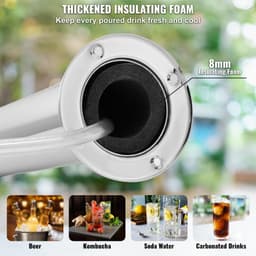 image-VEVOR Kegerator Tower Kit, Dual Taps Beer Conversion Kit, Stainless Steel Keg Beer Tower Dispenser with Dual Gauge CGA320 Regulator & D-System Keg Coupler, Self-Closing Spring for Party Bar Home