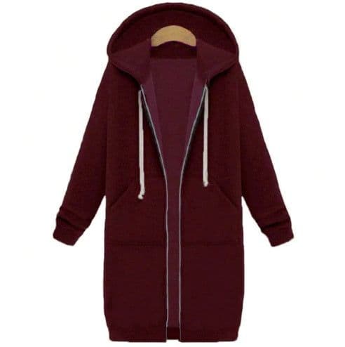 image-Hooded long-sleeved winter sweater women's jacket in a long thick shirt