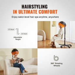 image-VEVOR Ionic Hooded Dryer, 1875W Professional Bonnet Hair Dryer, Sit Under Hair Dryer with Timer, 3 Temp Settings & Wind Speed, Floor Standing Rolling Base with Wheels for Beauty Salon Home Spa