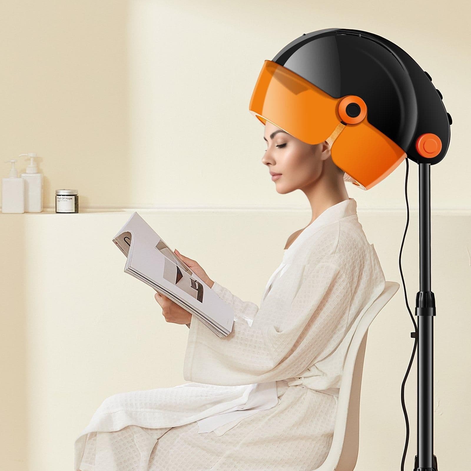 image-VEVOR Ionic Hooded Dryer, 1875W Professional Bonnet Hair Dryer, Sit Under Hair Dryer with Timer, 3 Temp Settings & Wind Speed, Floor Standing Rolling Base with Wheels for Beauty Salon Home Spa