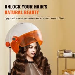 image-VEVOR Professional Hooded Dryer, 1875W High-Power Bonnet Hair Dryer, Sit Under Hair Dryer with Timer, 3 Temp Settings & Wind Speed, Floor Standing Rolling Base with Wheels for Beauty Salon Home Spa
