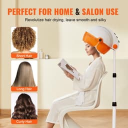 image-VEVOR Professional Hooded Dryer, 1875W High-Power Bonnet Hair Dryer, Sit Under Hair Dryer with Timer, 3 Temp Settings & Wind Speed, Floor Standing Rolling Base with Wheels for Beauty Salon Home Spa