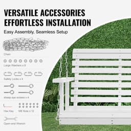 image-VEVOR Wooden Porch Swing 4.5 ft, Patio bench swing for Courtyard & Garden, Upgraded 880 lbs Strong Load Capacity, Heavy Duty Swing Chair Bench with Hanging Chains for Outdoors, White