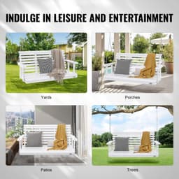 image-VEVOR Wooden Porch Swing 4.5 ft, Patio bench swing for Courtyard & Garden, Upgraded 880 lbs Strong Load Capacity, Heavy Duty Swing Chair Bench with Hanging Chains for Outdoors, White