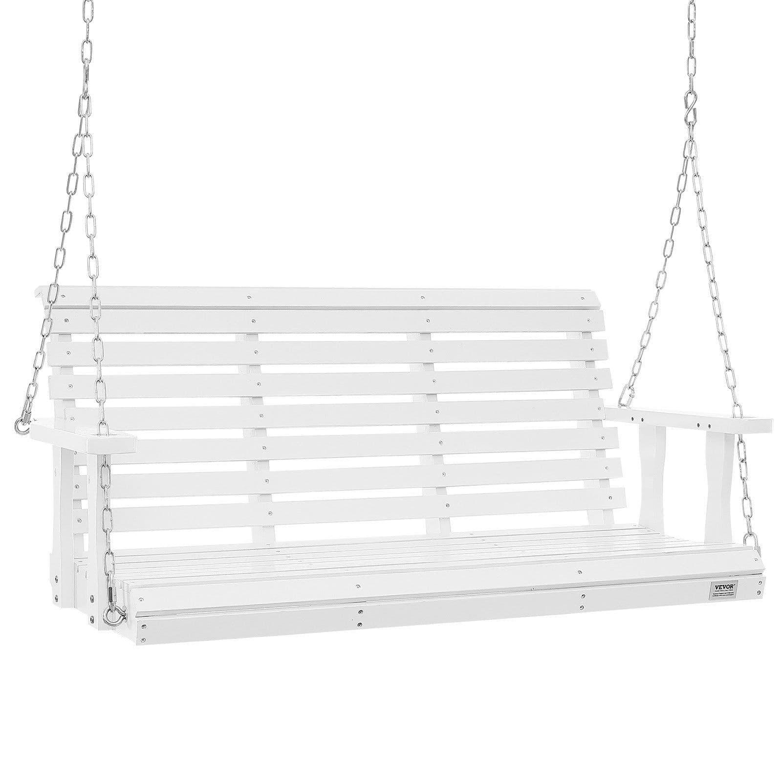 image-VEVOR Wooden Porch Swing 4.5 ft, Patio bench swing for Courtyard & Garden, Upgraded 880 lbs Strong Load Capacity, Heavy Duty Swing Chair Bench with Hanging Chains for Outdoors, White