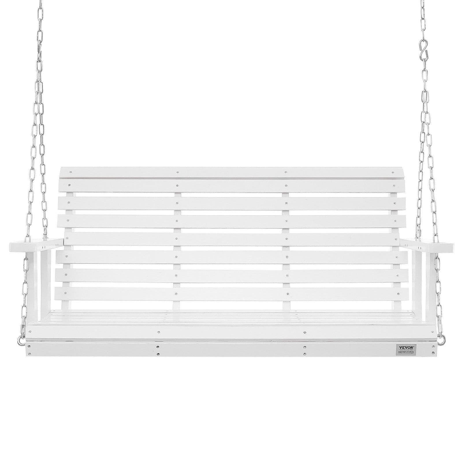 image-VEVOR Wooden Porch Swing 4.5 ft, Patio bench swing for Courtyard & Garden, Upgraded 880 lbs Strong Load Capacity, Heavy Duty Swing Chair Bench with Hanging Chains for Outdoors, White