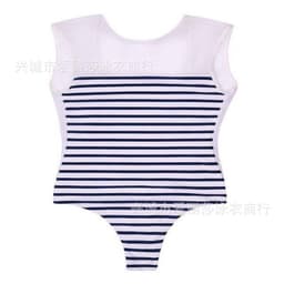 image-2020 new European and American style striped mesh stitching slim fit sexy bikini one-piece swimsuit