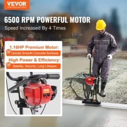 image-VEVOR Gas Concrete Power Screed, 8ft Aluminum Board Straight Edge Bar Set, 4 Stroke Cement Finishing Vibrating Motor with Height Adjustable Handles, High Efficient Concrete Tools 6500RPM