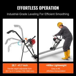 image-VEVOR Gas Concrete Power Screed, 8ft Aluminum Board Straight Edge Bar Set, 4 Stroke Cement Finishing Vibrating Motor with Height Adjustable Handles, High Efficient Concrete Tools 6500RPM