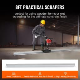 image-VEVOR Gas Concrete Power Screed, 8ft Aluminum Board Straight Edge Bar Set, 4 Stroke Cement Finishing Vibrating Motor with Height Adjustable Handles, High Efficient Concrete Tools 6500RPM