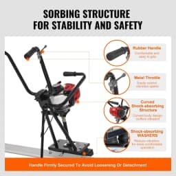 image-VEVOR Gas Concrete Power Screed, 8ft Aluminum Board Straight Edge Bar Set, 4 Stroke Cement Finishing Vibrating Motor with Height Adjustable Handles, High Efficient Concrete Tools 6500RPM