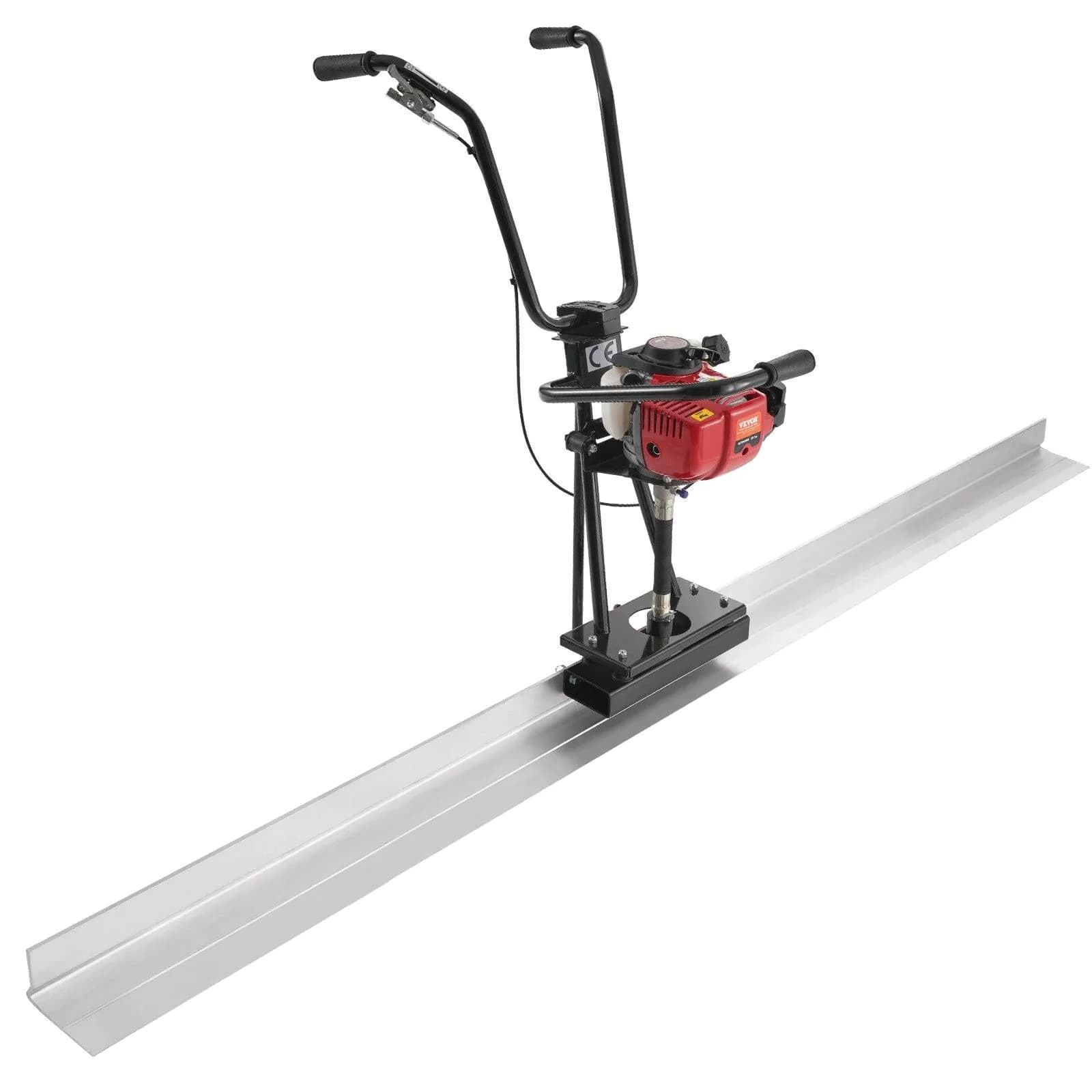image-VEVOR Gas Concrete Power Screed, 8ft Aluminum Board Straight Edge Bar Set, 4 Stroke Cement Finishing Vibrating Motor with Height Adjustable Handles, High Efficient Concrete Tools 6500RPM