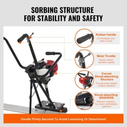 image-VEVOR Gas Concrete Power Screed, 11ft Aluminum Board Straight Edge Bar Set, 4 Stroke Cement Finishing Vibrating Motor with Height Adjustable Handles, High Efficient Concrete Tools 6500RPM