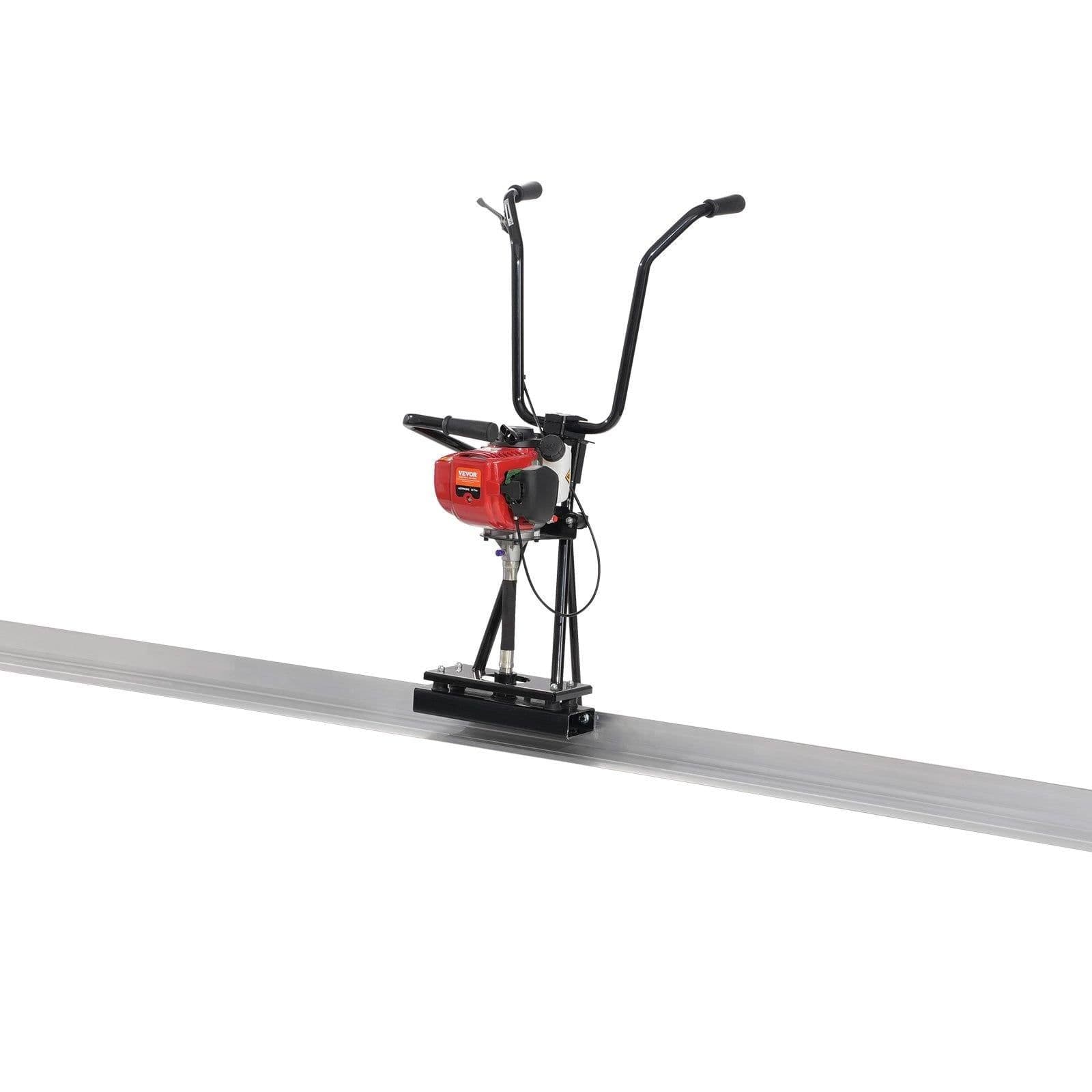 image-VEVOR Gas Concrete Power Screed, 11ft Aluminum Board Straight Edge Bar Set, 4 Stroke Cement Finishing Vibrating Motor with Height Adjustable Handles, High Efficient Concrete Tools 6500RPM