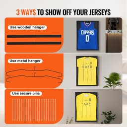 image-VEVOR 2PCs Jersey Display Frame Case, 23.3x31.2x1.5 in, Large Lockable Sport Jersey Shadow Box with 98% UV Protection PC Glass and Hangers, for Baseball Basketball Football Hockey Shirt and Uniform