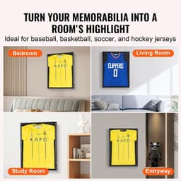 image-VEVOR 2PCs Jersey Display Frame Case, 23.3x31.2x1.5 in, Large Lockable Sport Jersey Shadow Box with 98% UV Protection PC Glass and Hangers, for Baseball Basketball Football Hockey Shirt and Uniform