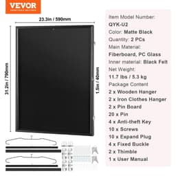 image-VEVOR 2PCs Jersey Display Frame Case, 23.3x31.2x1.5 in, Large Lockable Sport Jersey Shadow Box with 98% UV Protection PC Glass and Hangers, for Baseball Basketball Football Hockey Shirt and Uniform