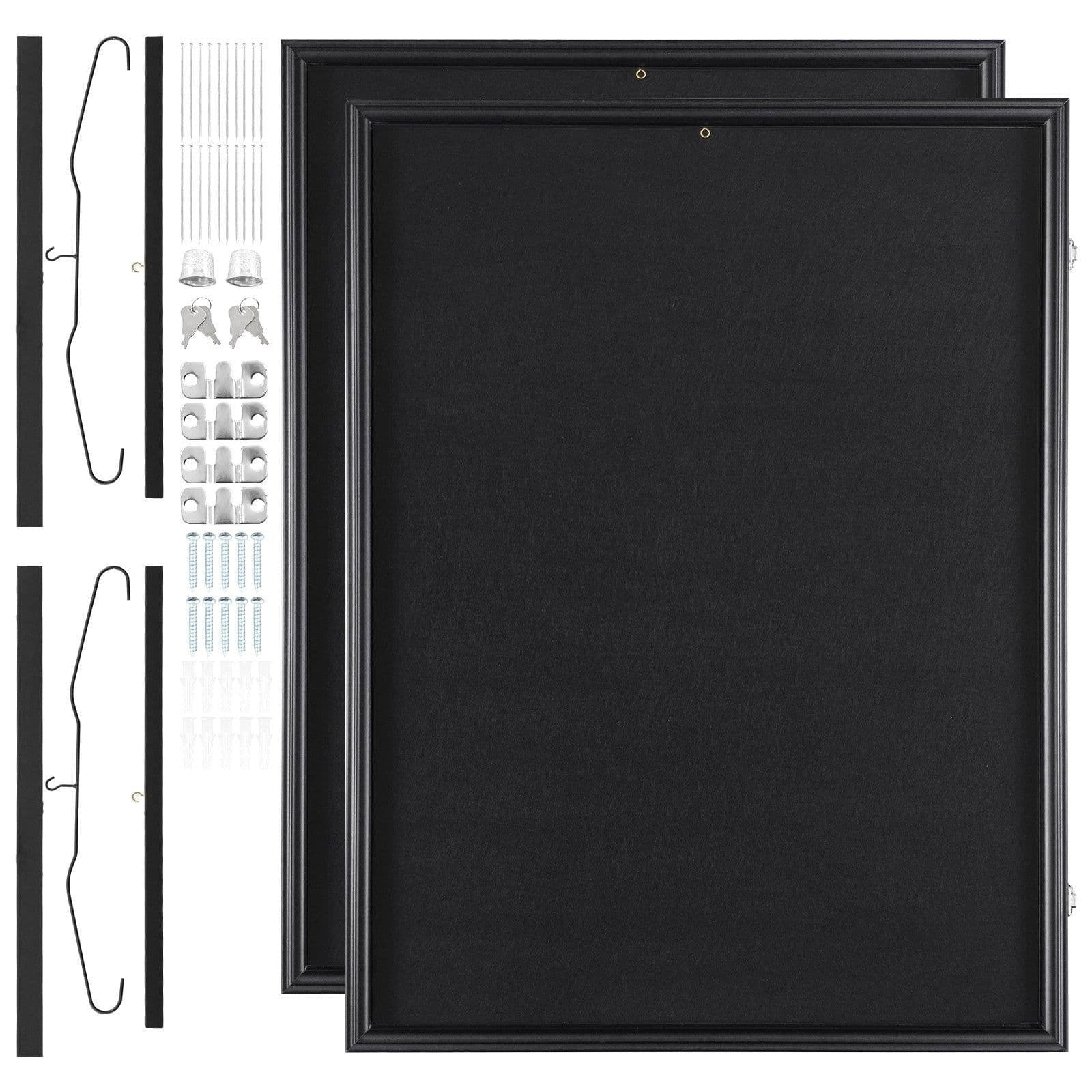 image-VEVOR 2PCs Jersey Display Frame Case, 23.3x31.2x1.5 in, Large Lockable Sport Jersey Shadow Box with 98% UV Protection PC Glass and Hangers, for Baseball Basketball Football Hockey Shirt and Uniform