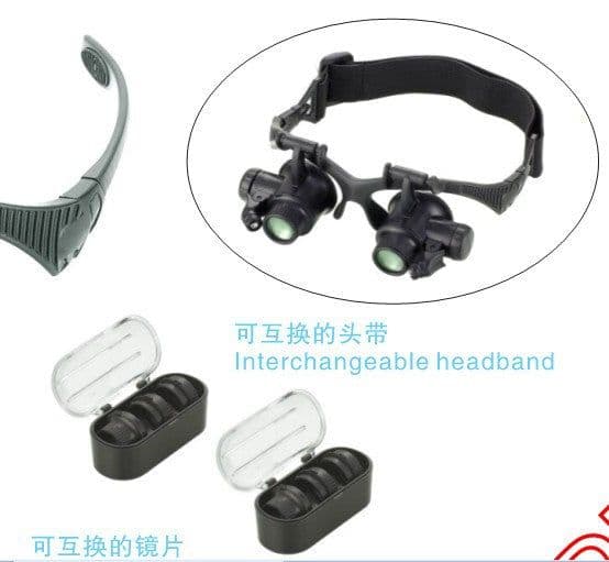 image-10 15 20 25 x times Four groups of plastic lens LED double glasses type clock repair 9892G magnifying glass