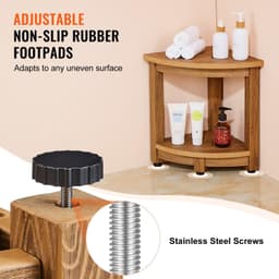 image-VEVOR Corner Shower Bench, 16.5" Height 12.8" Radius, Faux Wood Grain Polystyrene, 350 LBS with Storage Shelf, Water Resistant, Shower Stool for Inside & Outside Shower, for Bathroom, Living Room