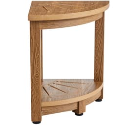 image-VEVOR Corner Shower Bench, 16.5" Height 12.8" Radius, Faux Wood Grain Polystyrene, 350 LBS with Storage Shelf, Water Resistant, Shower Stool for Inside & Outside Shower, for Bathroom, Living Room