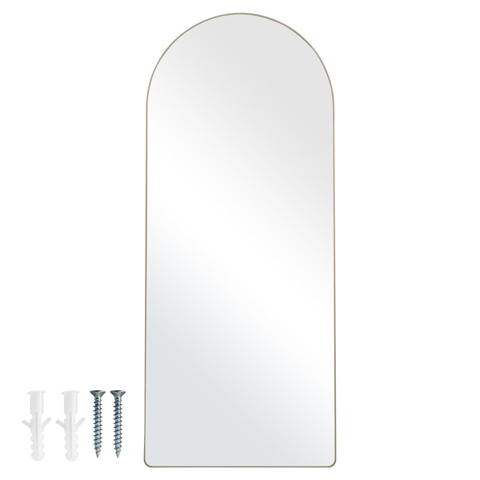 image-VEVOR Arched Full Length Mirror, 71'' x 30'', Large Free Standing Leaning Hanging Wall Mounted Floor Mirror with Stand Aluminum Alloy Frame, Full Body Dressing Mirror for Living Room Bedroom, Black