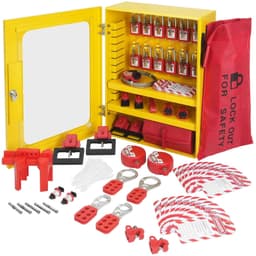 image-VEVOR Electrical Lockout Tagout Kit, 59 PCS Safety Lockout Tagout Station With Padlocks, Hasps, Tags, Ties, Plug Lockout, Circuit Breaker Lockouts, Valve Lockouts, Cable Lockout, Lockout Bag, Box