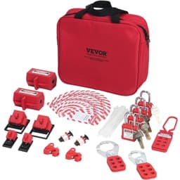 image-VEVOR Electrical Lockout Tagout Kit, 47 PCS Safety Loto Kit Includes Padlocks, Hasps, Tags, Nylon Ties, Plug Lockouts, Circuit Breaker Lockouts, and Carrying Bag, for Industrial, Electric Power
