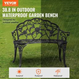 image-VEVOR Outdoor Bench, 38.8 inches Metal Garden Bench for Outdoors,480 lbs Load Capacity Bench, Outdoor Garden Park Bench with Backrest and Armrests, Patio Bench for Garden, Park, Yard, Front Porch