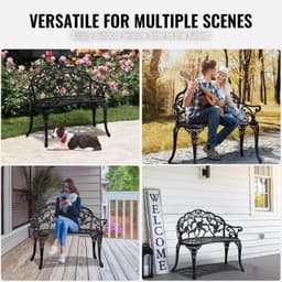image-VEVOR Outdoor Bench, 38.8 inches Metal Garden Bench for Outdoors,480 lbs Load Capacity Bench, Outdoor Garden Park Bench with Backrest and Armrests, Patio Bench for Garden, Park, Yard, Front Porch