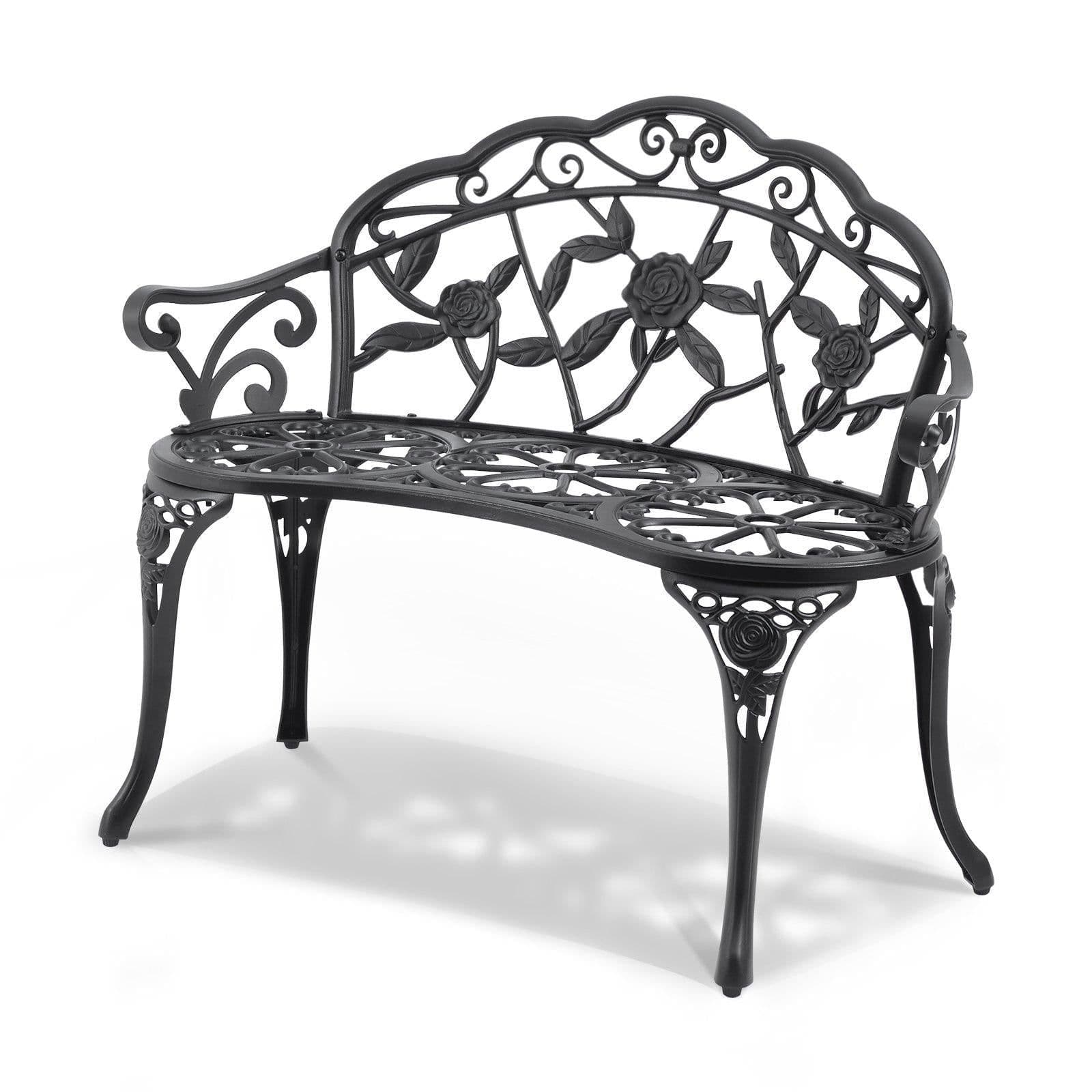 image-VEVOR Outdoor Bench, 38.8 inches Metal Garden Bench for Outdoors,480 lbs Load Capacity Bench, Outdoor Garden Park Bench with Backrest and Armrests, Patio Bench for Garden, Park, Yard, Front Porch