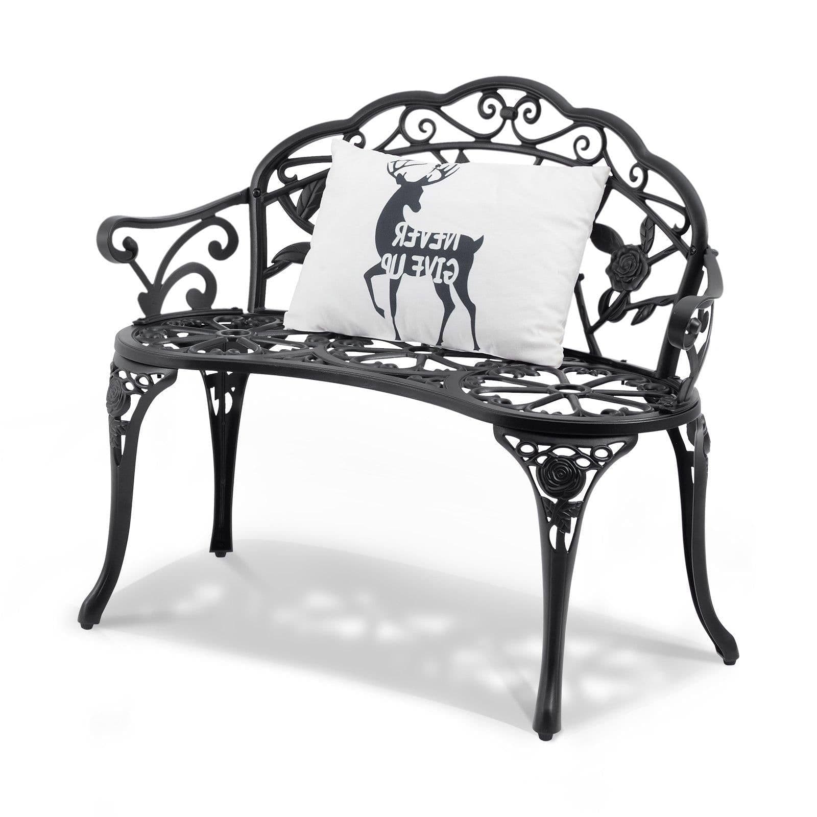 image-VEVOR Outdoor Bench, 38.8 inches Metal Garden Bench for Outdoors,480 lbs Load Capacity Bench, Outdoor Garden Park Bench with Backrest and Armrests, Patio Bench for Garden, Park, Yard, Front Porch