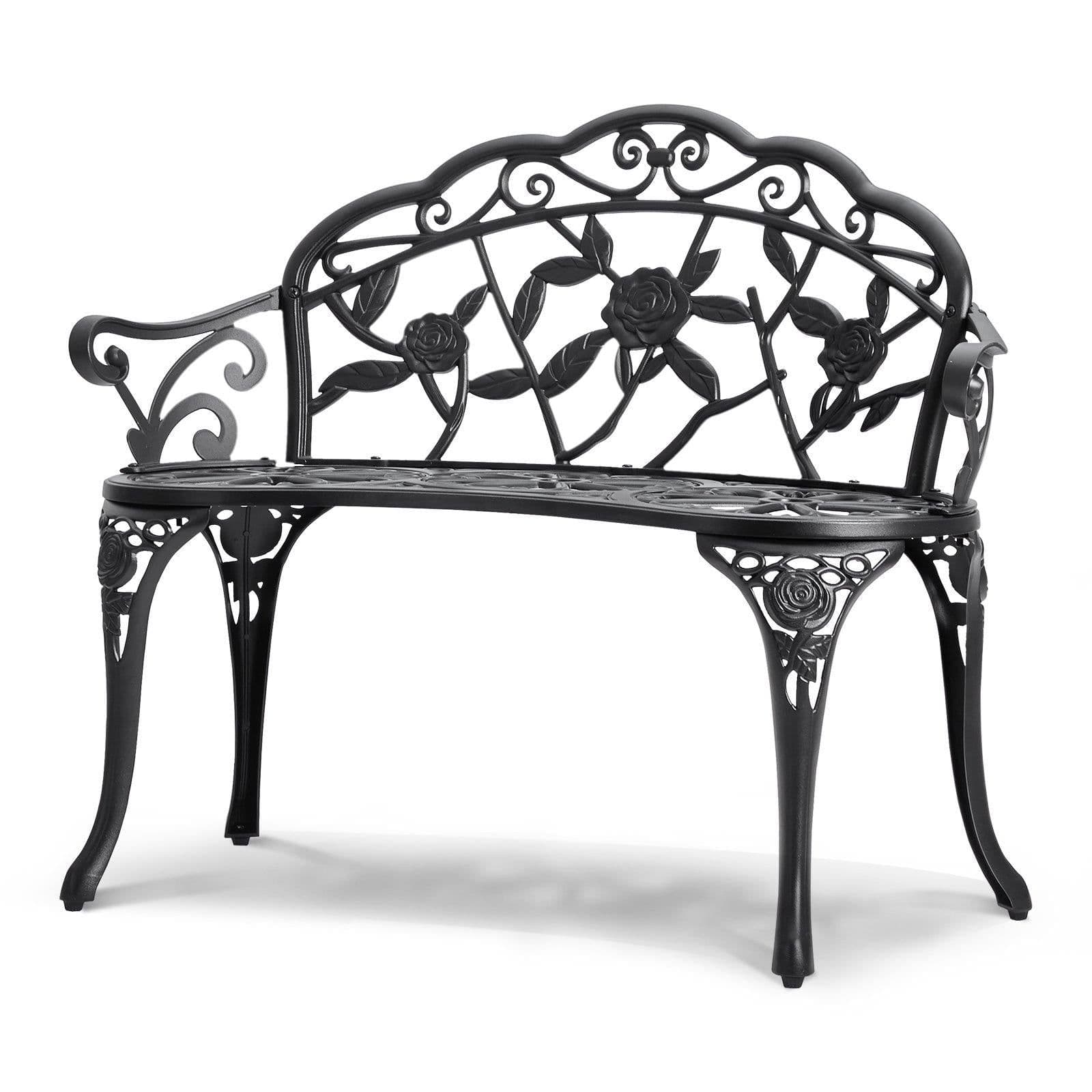 image-VEVOR Outdoor Bench, 38.8 inches Metal Garden Bench for Outdoors,480 lbs Load Capacity Bench, Outdoor Garden Park Bench with Backrest and Armrests, Patio Bench for Garden, Park, Yard, Front Porch