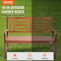 image-VEVOR Outdoor Bench, 48 inches Wood Garden Bench for Outdoors, Outdoor Garden Park Bench with Backrest and Armrests, 700 lbs Load Capacity Bench, Patio Bench for Garden, Park, Yard, Front Porch