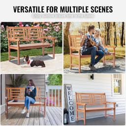 image-VEVOR Outdoor Bench, 48 inches Wood Garden Bench for Outdoors, Outdoor Garden Park Bench with Backrest and Armrests, 700 lbs Load Capacity Bench, Patio Bench for Garden, Park, Yard, Front Porch