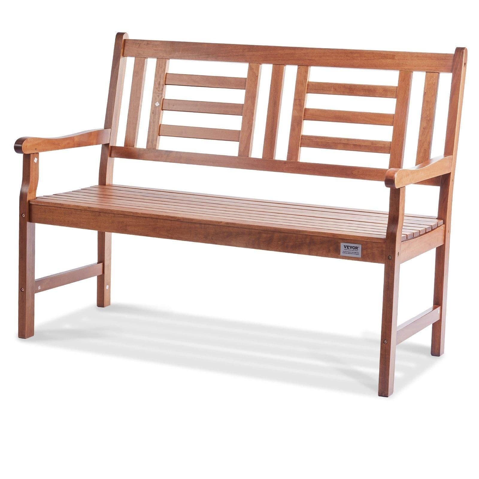 image-VEVOR Outdoor Bench, 48 inches Wood Garden Bench for Outdoors, Outdoor Garden Park Bench with Backrest and Armrests, 700 lbs Load Capacity Bench, Patio Bench for Garden, Park, Yard, Front Porch