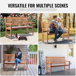 image-VEVOR Outdoor Bench, 50 inches Wood Garden Bench for Outdoors, Outdoor Garden Park Bench with Backrest and Armrests, 800 lbs Load Capacity Bench, Patio Bench for Garden, Park, Yard, Front Porch