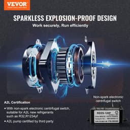image-VEVOR 1/2 HP 2 Stage Rotary Vane Vacuum Pump, 5 CFM, 115V Air Conditioning Vacuum Pump, 1/4" SAE Male 3/8" SAE Male 1/2" ACME Male Inlet, for HVAC Repair, Refrigeration Maintenance, Resin Degassing