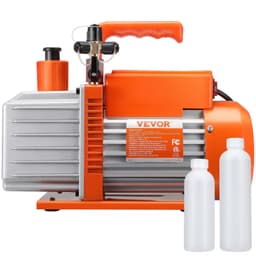 image-VEVOR 1/2 HP 2 Stage Rotary Vane Vacuum Pump, 5 CFM, 115V Air Conditioning Vacuum Pump, 1/4" SAE Male 3/8" SAE Male 1/2" ACME Male Inlet, for HVAC Repair, Refrigeration Maintenance, Resin Degassing