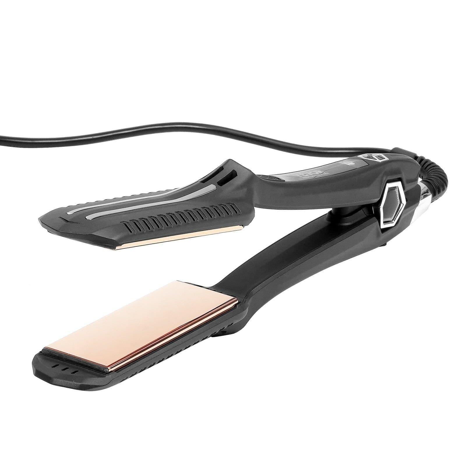 image-VEVOR Hair Straightener, 1.5-inch Titanium Flat Iron, Dual Infrared Hair Straightener Flat Iron with LCD Display and 19 Temp Levels - 210°F to 450°F, Fast Heating Hair Iron for Salon Home Travel Use