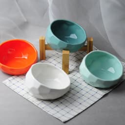 image-Pet Supplies Bowl Ceramic Cat Bowl Dog Bowl Oblique Mouth
