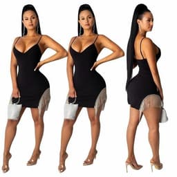 image-38YY5090 Autumn Winter Women Sexy Solid Spaghetti Strap Irregular