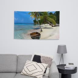 image-Coconut Trees Ocean Painting Flag Tapestry