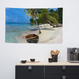 image-Coconut Trees Ocean Painting Flag Tapestry