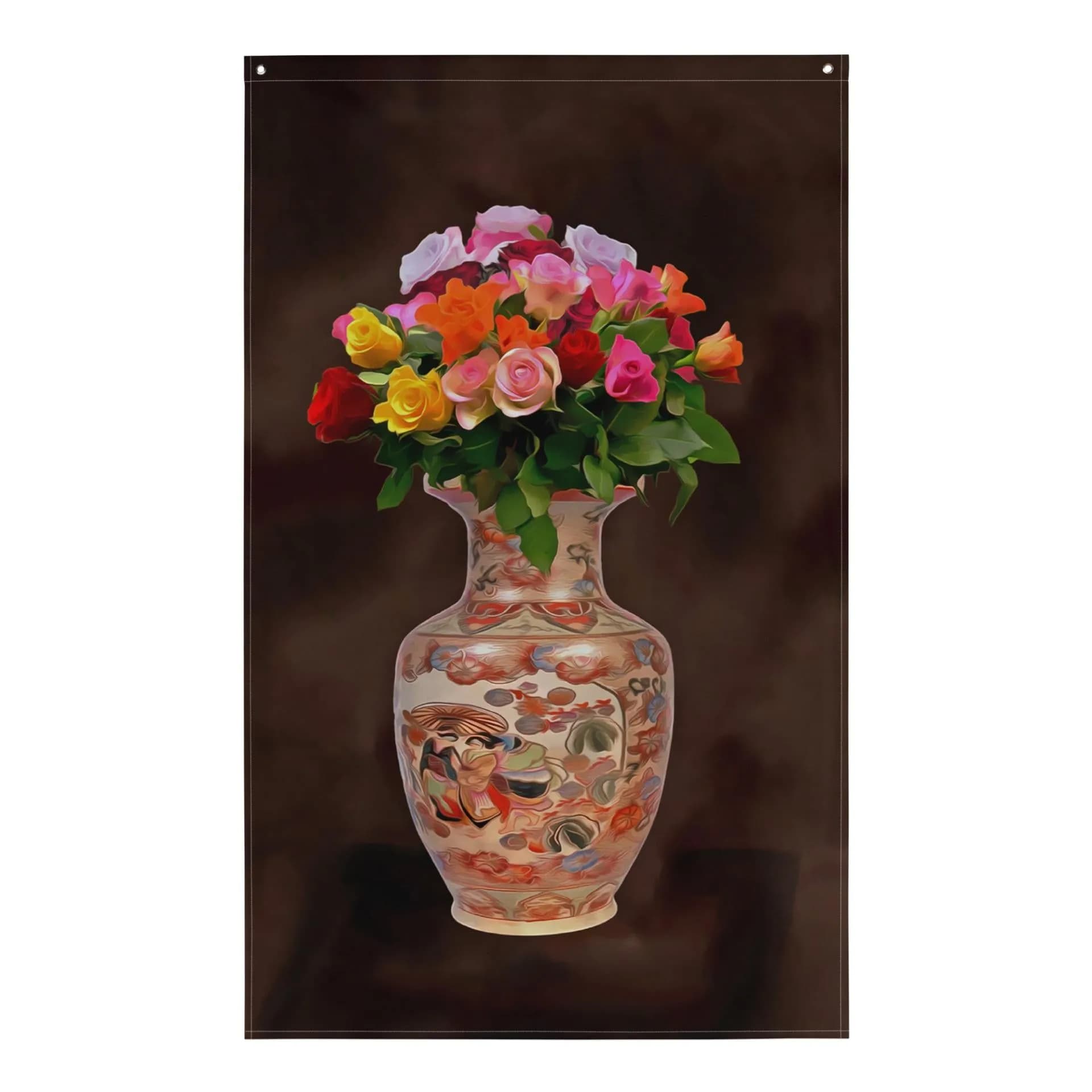 image-Multicolor Rose Painting Flag Tapestry