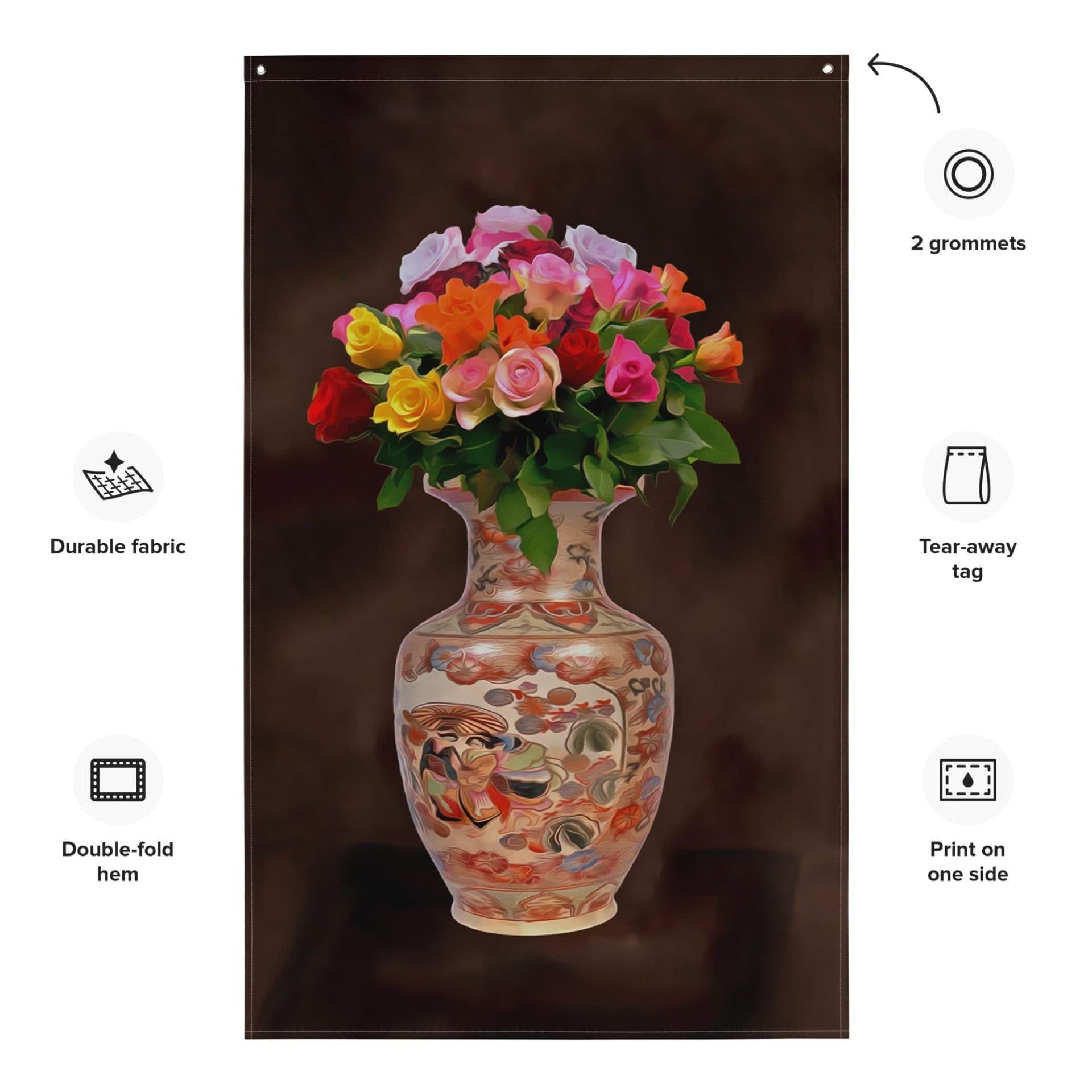 image-Multicolor Rose Painting Flag Tapestry