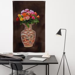 image-Multicolor Rose Painting Flag Tapestry