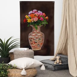 image-Multicolor Rose Painting Flag Tapestry